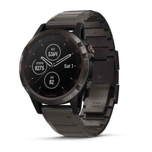 Часы Garmin (Гармин) FENIX 5 PLUS SAPPHIRE титановый серый DLC с титановым DLC ремешком