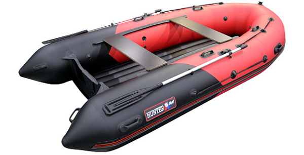 Лодка ПВХ Hunter (Хантер) 380 ПРО красный/чёрный | Мототека